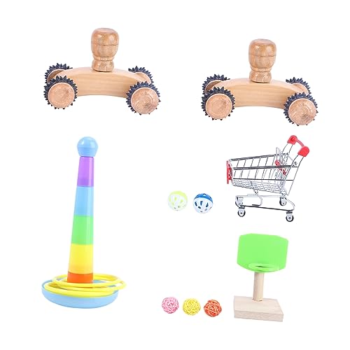 Kisangel 1 Set Papageienspielzeug Haustier Basketballständer Vogelspielzeug Vogeltrainingsspielzeug Vogelbasketballspielzeug Papageienbasketballkorb Vogelroller Skateboard von Kisangel