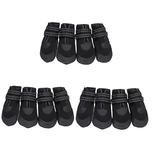 Kisangel 12 STK wasserdichte hundestiefel hundeschuhe Winterschuhe für Hunde Dog Shoes schwarzer Stiefel Schwarze Stiefel Hunde Haustiere Stiefel Wanderschuhe für Haustiere Black von Kisangel