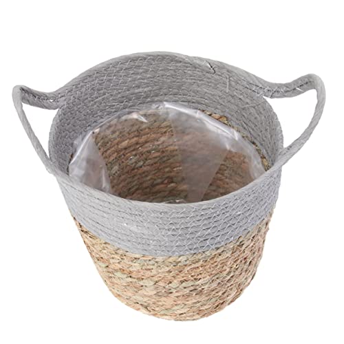 Kisangel 1Stk Aufbewahrungskorb für den Haushalt Wandbehang Pflanzkorb geflochten Kleiner Korb mit Henkel Hanging Basket pflanzenkorb Pflanzgefäß aus Rattan Blumentopf aus Rattan Hölzern von Kisangel