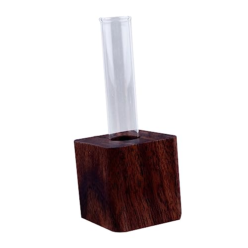 Kisangel 1stk Reagenzglas Aus Glas Vase Mit Holzsockel Anlage Vasen Für Blumen Vermehrungsvase Prüfen Terrarienset Reagenzglasvase Luft Röhren Kleine Vase Dekoration Knospenvasen Buche von Kisangel