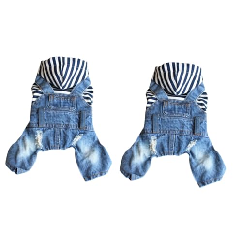 Kisangel 2 STK Overall Hundeklamotten Welpen-Jeans der Hund Hundemantel Haustier+Kleidung Denim-Hundegeschirr Hosenträger Haustierkleidung Denim-Kleidung Haustier Hund vierbeinige Kleidung von Kisangel