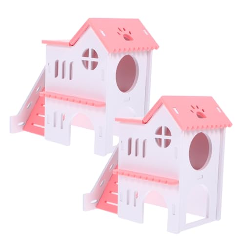 Kisangel 2 Stück Hamster Doppel Villa Heu Futterspender Hängematte Hund hamsterhaus Hamster Spielplatz Syrische Hamster Villa Hamsternest Hamster verstecken Hamster -Versteck PVC von Kisangel