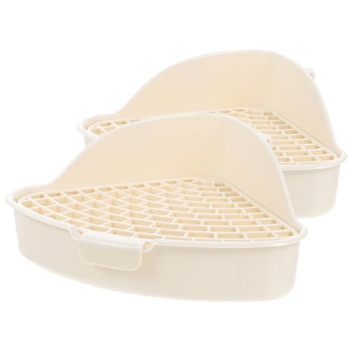 Kisangel 2Pcs kleines Haustierurinal fangen Saugfähig Futterspender Hasenkäfig Heu Wurf Hamster klo kaninchentoilette Hasen klo Katzentrainingstoilette Haustierpfanne für Tiere Plastik Weiß von Kisangel