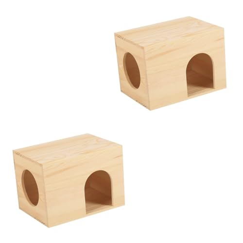 Kisangel 2St Hamsterhütte hamsterhaus nagerhaus Holzhaus für Kleintiere kleintierhaus Hamsterkäfige Hamster verstecken Spielzeug meerschweinchen versteck meerschweinchen lebensraum hölzern von Kisangel