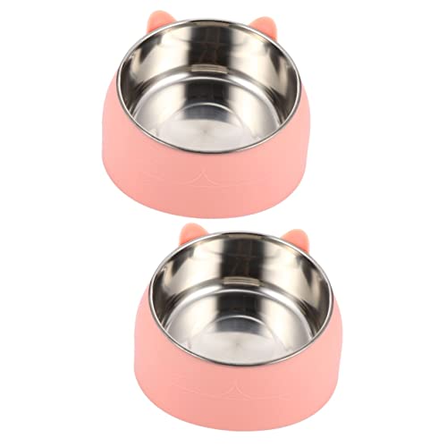 Kisangel 2St Katzennapf Edelstahl geneigter Katzennapf Haustier Essen katzenfutter pet Supplies Katzennäpfe Hundenäpfe geneigter Futterautomat Wasserzufuhr Rostfreier Stahl Hundenapf von Kisangel