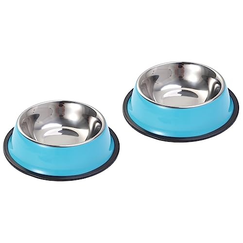 Kisangel 2 Stücke Hund Erhöhten Schüssel Edelstahl Pet Schüssel rutschfeste Basis 18cm Hundefutter Wasser Schüssel Haustier Zubehör von Kisangel