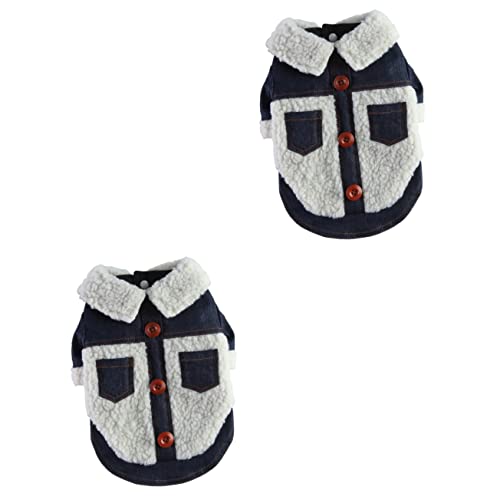 Kisangel 2St Kleidung für Haustiere Winter-Welpen-Jeans Hundebekleidung für den Winter winterhundemantel hundewintermantel Kleider Mäntel warme Welpenkleidung Haustierzubehör Mode Jacke von Kisangel