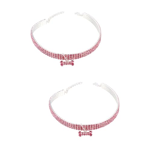 Kisangel 2St kristall hundehalsband Hundefliege Rindenhalsband für Hunde rostfrei Hund Kette Halsband hundekragen Hunde Haustier Hundehalsband Haustierzubehör elastisch Rosa von Kisangel