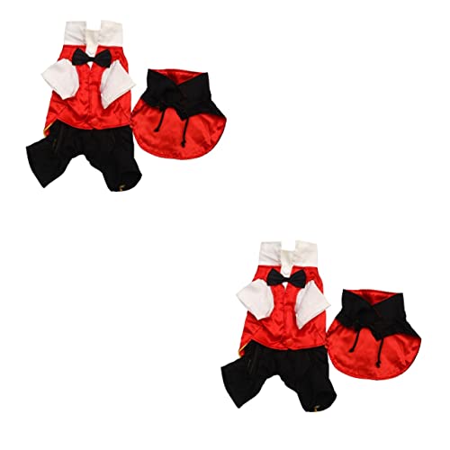 Kisangel 2st Verwandlungskostüm Für Haustiere Hundeweste Halloween Haustier-Halloween-zubehör Hexenmantel Hundejacke Halloween-hundeumhang Pet Flippige Kleidung Hundekleid Schal Modisch Rot von Kisangel