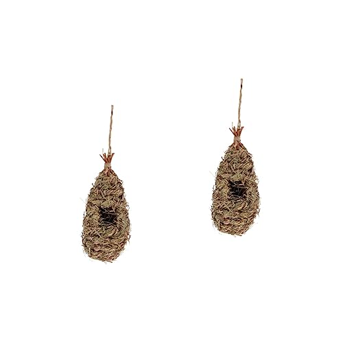 Kisangel 2st Vogelnest Aus Stroh Vogelversteck Vogelbrutnest Aus Stroh Vogelhütte Haustier Vogelhäuschen Vogelrastplatz Künstliches para Spatzenzucht Ornamente Gras Tasche Vogel Nistkasten von Kisangel