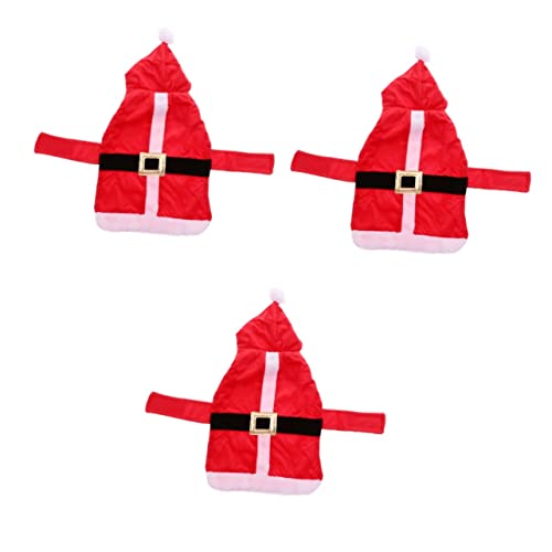 Kisangel 3 STK Haustierkleidung kleine hundekleider lustiges Haustierkleid weihnachtsmantel weihnachtsjacket Weihnachtskleidung für Hunde Hundekleidung Weihnachten Opa-Outfit Polyester rot von Kisangel