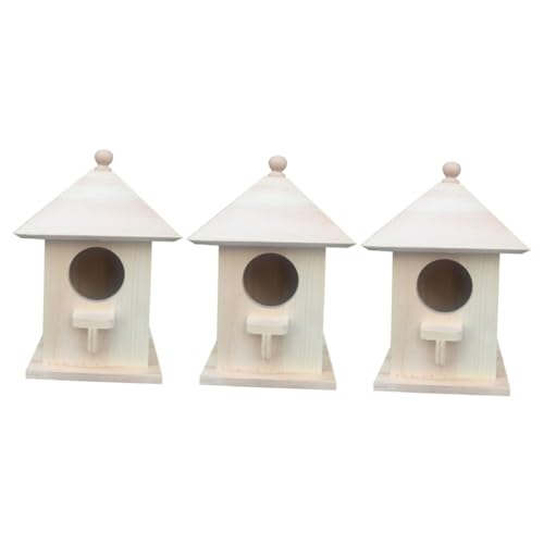 Kisangel 3 STK vogelhaus Bird House Vogelhäuschen für Kinder Basteln für Kinder Kleiderbügel Vogelhäuschen für draußen Vogelkäfig aus Holz Vogelkäfig für Haustiere ländlich schmücken Vögel von Kisangel