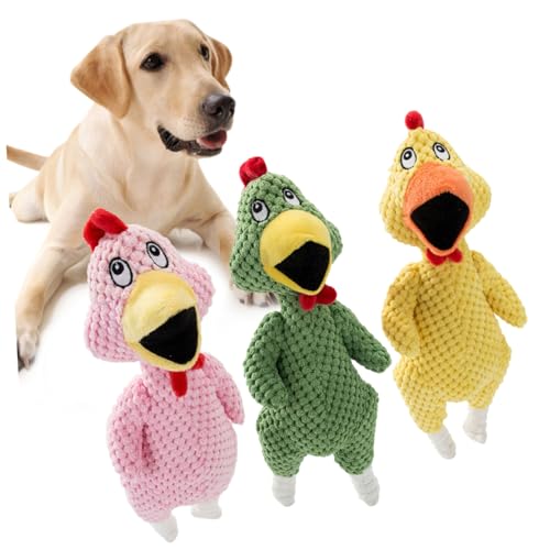 Kisangel 3st Haustier Quietschendes Spielzeug Screaming Chicken Toy Hundespielzeug Unterhaltsames Spielzeug Hund Quietschendes Spielzeug Welpen Plüsch Kauspielzeug Schreiendes Huhn Ananas von Kisangel