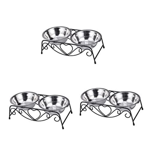 Kisangel 3St Edelstahl-Hundenäpfe ständer für hundenapf Feeder Haustiernapf aus Edelstahl Doppelnapf für Haustiere Rostfreier Stahl Geschirr Futternapf Zubringer Container von Kisangel