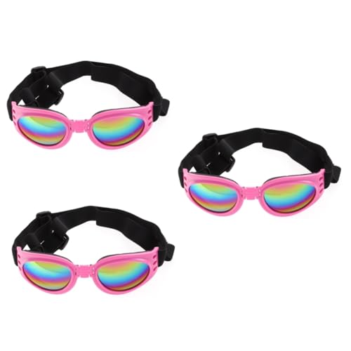 Kisangel 3St Hund Linse Winddichte Haustierbrille Katzenbrille Hundebrille klein Bling- Haustier Brille Hundekostüme Gläser Brillen für Hunde Haustier faltbar Rosa von Kisangel