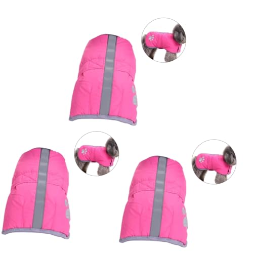 Kisangel 3St Winterkleidung für Hunde Hunde-Outfit Haustierkostüme Hals Pullover Schlauchdiffusor Katze Kleider Mäntel Hundemantel welpen Warmer Mantel reversibel Baumwollmantel Jacke Rosa von Kisangel