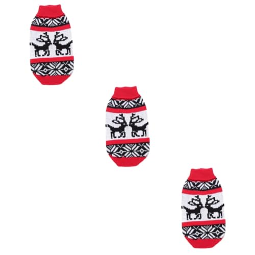 Kisangel 3St Rollkragenpullover für Haustiere Weihnachts hundepullover hundepulli Plüsch-Hundekleidung Weihnachtsmann-Outfit Kleiner Hundepullover kostü Winterkleidung für Hunde Hündchen von Kisangel