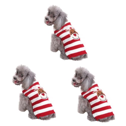 Kisangel 3St Weihnachtspullover für Haustiere Weihnachts hundepullover hundekleidung Hund wintermantel Fleecepullover für kleine Hunde Kleiner Hundepullover Kleider Haustier Hund Mantel von Kisangel