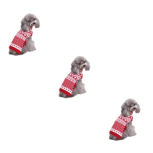 Kisangel 3St Winterkleidung für Haustiere hundepullover hundepulli Dog Clothes Weihnachtskleidung für Haustiere Weihnachten Weihnachtspullover gestrickter Pullover Chef Wintermantel rot von Kisangel
