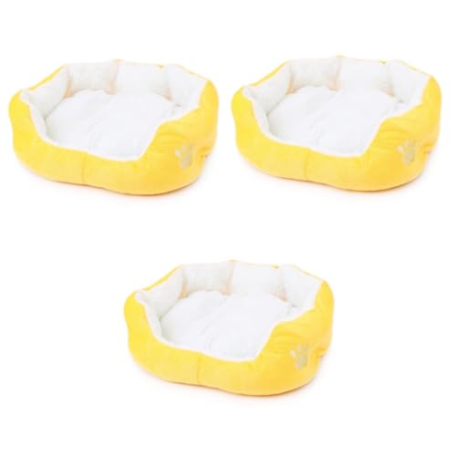 Kisangel 3St für Haustierbetten kleines hundebett hundehaus Bett Welpenbetten Zwinger pet Bed haustierfeldbett Dog House hundesofa Plüschbett für Haustiere Haustier warmes Yellow von Kisangel