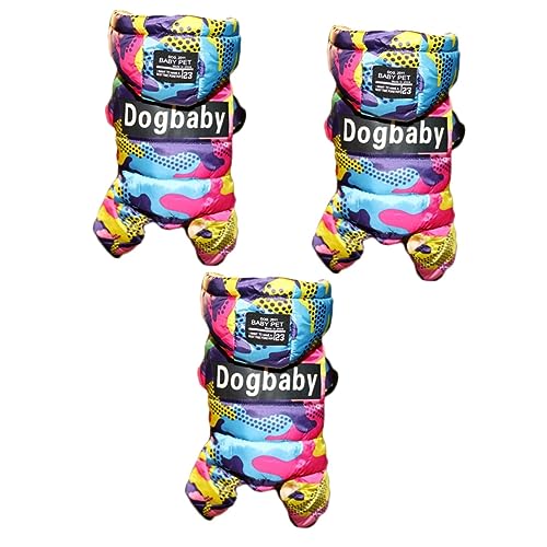 Kisangel 3-teiliger Dicker Warmer Hundemantel Für Puggy Dog Camouflage-hundebekleidung Hoodies Haustier-hundekleid Und Winddicht Größe XXL von Kisangel