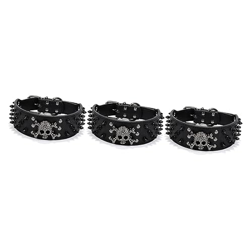 Kisangel 3St verstellbares hundehalsband hundekostüm Hunde kostüm Hunde Sicherheitskragen Dog Accessories Verstellbares Haustierhalsband Schädel hundehalsband Niet mit rundem Kopf von Kisangel