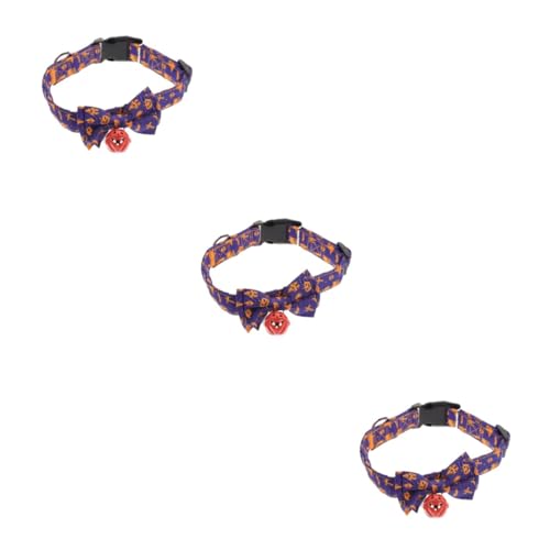 Kisangel 3st Halloween-Kragen Festival-welpenhalsbänder Halloween-hundehalsband Verstellbare Hundehalsbänder Katzenhalsbänder Halloween- Katze Fliege Kragen Kätzchen Violett Polyester von Kisangel