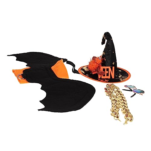 Kisangel 4 Sätze Halloween-Brust Halloween-Dekorationen Haustier-Zauberer-kostümumhang Halloween-hundekleidung Haustier Cosplay Fledermaus Halloween-haustierfledermauskleidung Polyester von Kisangel