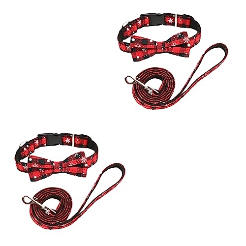 Kisangel 4 Stück Haustier-weihnachtsset Verstellbarer Gürtel Hund Halskette Weihnachtskatzenhalsband Kleines Hundehalsband Welpen-kit Hundekontrollleine Einstellbar Dreieckiger Schal Rot von Kisangel