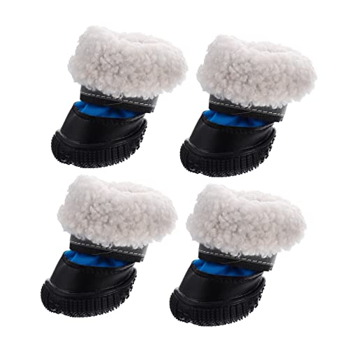 Kisangel 4 Stück Hundeschuhe Stiefel Für Hunde Socken Turnschuhe Welpenschuhe Outdoor-Stiefel Für Welpen Pfotenschutz Schneeausrüstung Für Welpen Lammbaumwolle Schneestiefel Haustier von Kisangel