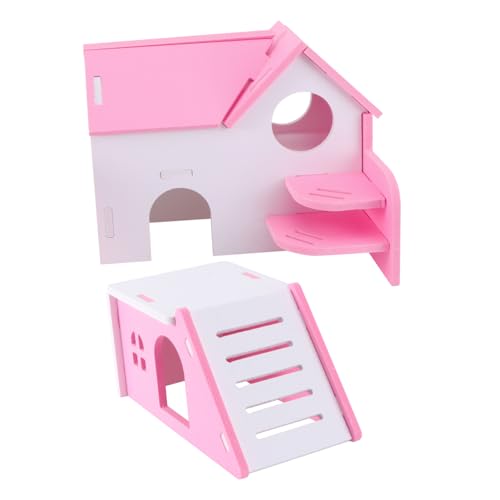 Kisangel 4 Stück Kleine PVC Hamsterhütte PVC Hamsterhaus Doppelschichtiges Hamsterhaus PVC Hamstervilla Spielzeug von Kisangel