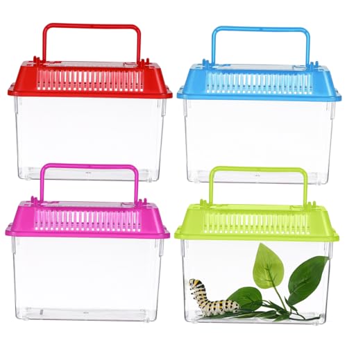 Kisangel Handheld Aquarium Tank 4 Stücke Reptil Fütterung Box Belüftung Wohn Boxen von Kisangel