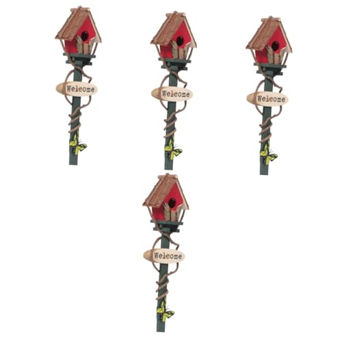 Kisangel 4 Stück Vogelnest Metalldekor Kindergarten bodeneinlage dekor vogelhaus Country Style Embleme Rasendekoration Gartenverzierung hölzern Vögel Dekorationen Ornamente Erdungsstecker von Kisangel