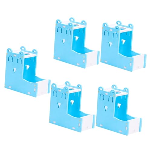 Kisangel 5 Sätze Futternapf für Hamster Futterspender für Welpen Katzenfutter Hamster wasserspender Hamster trinkflasche Wasserspender für Kaninchen Hasenversorgung hölzern Sky-Blue von Kisangel