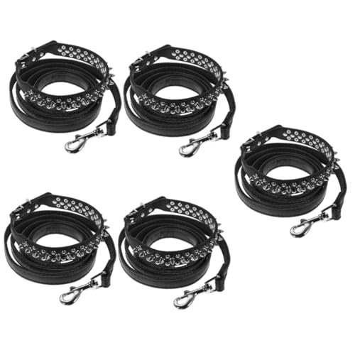 Kisangel 5 Sätze Haustierhalsband für Hunde hundekragen Fluchtsicher Nietengürtel Halsketten Welpenhalsband Cosplay-Halsband für Haustiere verstellbares Lederhalsband Mode Leine von Kisangel