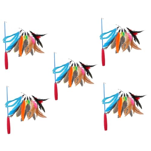 Kisangel 5 Sets Katzenspielzeug Interaktives Kätzchenspielzeug Stick Zum Interaktiven Necken Von Katzen von Kisangel