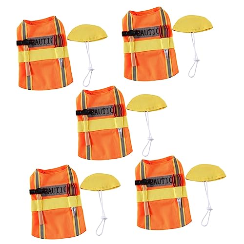 Kisangel 5st Kleidung Für Haustiere Orangefarbenes Dekorative Welpenkleidung Welpenkostüm Anzug Winter Katzenbekleidung Kleider Arbeiter Klein Warm Halten Einstellen Polyester von Kisangel