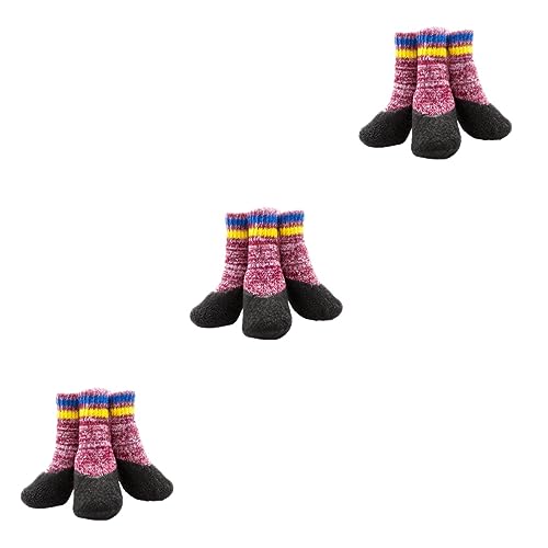 Kisangel 6 Paare rutschfeste Hundesocken Wanderstiefel Hundepfotenschutz Winterschuhe für Hunde pet paw sockenschuhe wasserdichte Socken Haustier Hund Socken Haustiersocken draussen rot von Kisangel