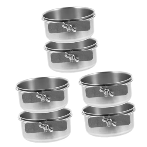 Kisangel 6 STK Futternapf für Papageien Vogelkäfig Container Wasserschale für Papageienfutter Sittich-Futter gewidmet Vogelfutter Wasser Regal Lieferungen Spender Rostfreier Stahl von Kisangel