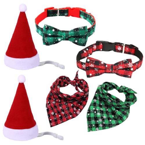 Kisangel 6 Stück Teiliges mit Verstellbarem Hundehalsband und Hut im Weihnachtsdesign für Hunde Stilvolle Schleifenmuster Langlebig Maschinenwaschbar für Feiertage Kisangel 6 Stück Teiliges mit Verstellbarem Hundehalsband und Hut im Weihnachtsdesign für Hunde Stilvolle Schleifenmuster Langlebig Maschinenwaschbar für Feiertage von Kisangel