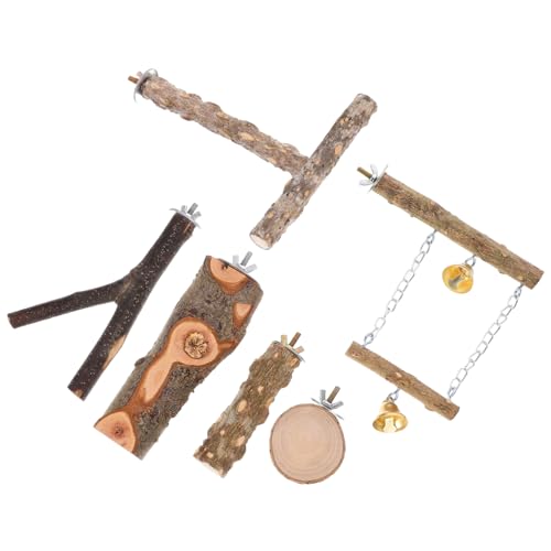 Kisangel 6St Vogelständer-Set Holz Spielzeug holzspielzeug Papageien-Fitnessstudio Spielständer Vogelkäfig Stehendes Vogelspielzeug Vogel Stehen hölzern schmücken Bahn Kleiner Papagei von Kisangel