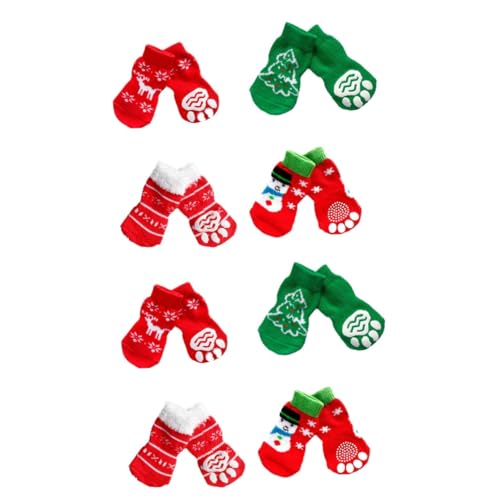 Kisangel 8 Paare Weihnachtssocken Für Haustiere Weihnachtssocken Für Welpen Hundeweihnachtssocken Wintersocken Für Hunde Gestrickter Hundepfotenschutz Hundefuß Haustier Socken Weihnachten von Kisangel