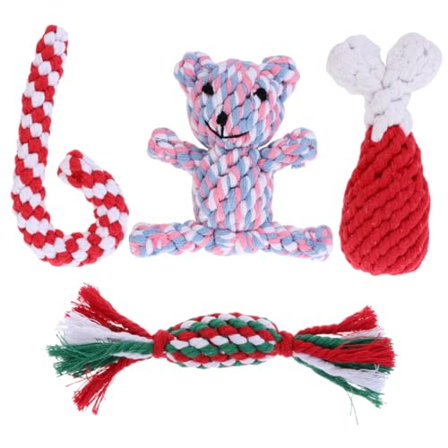 Kisangel 8 STK Haustier Weihnachtsspielzeug Dogman-Spielzeug Kauspielzeug für Katzen Interactive Dog Toys kauspielzeug welpe Spielzeuge Plüschtier Zahntrainingsspielzeug Backenzahn Krücke von Kisangel