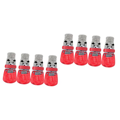 Kisangel Hundesocke 8 STK Haustiersocken Zehensocken Aus Baumwolle Cartoon-socken Socken Für Katzen Strumpffüller Für Welpen Welpensocken rutschfeste Socken Stiefel Rot Karikatur Schuh von Kisangel