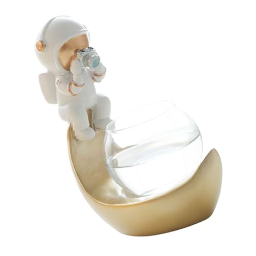 Kisangel Astronauten-Aquarium Terrarienpflanzer Desktop-Dekoration Hydroponische Glasvase Kugelschaum Botanisches Dekor Glas-luftpflanzer Pflanzendekor Blumenbehälter Harz Büro Anlage von Kisangel