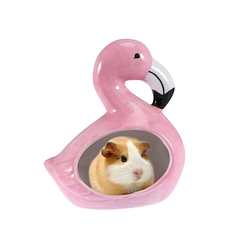 Kisangel Flamingo Design Keramisches Kühles Hamsterhaus Schlafnest Für Haustierhamster Ideal Für Käfige Und Als Gemütliches Nest Für Kleine Nagetiere von Kisangel