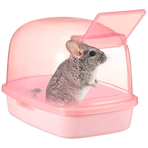 Kisangel Hamster Trocknung Badezimmer Chinchilla Sand Bad Fall Indoor Hamster Toilette Rennmäuse Sand Trockene Haustier Sachen Hamster Staubbad Behälter Meerschweinchen Sandbad Fall Rosa Kunststoff von Kisangel