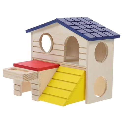 Kisangel Hamsterhaus Kleintierhäuser & Lebensräume Hamsterversteck Zubehör für Meerschweinchen Hamsterburg nagerhaus kleintierhaus spielzeuge Miniburg aus Holz Hamster Holzhaus hölzern von Kisangel