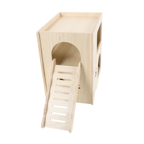 Kisangel Hamsterhütte aus Massivholz Hamster Hamster zubehör Hamster Versteckmöglichkeit Hamster Kletterhaus Hamsternest Käfige Hundekäfig Hamsterversteck Hamster Schlafhaus Beige von Kisangel