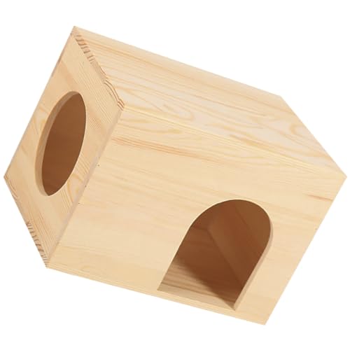 Kisangel Hamsterhütte hamsterhaus nagerhaus Holzhaus für Haustiere Holzhaus für Meerschweinchen Hamsterhöhle kleine Tierhütte Kauspielzeug Holzhaus für Hamster Lebensraum hölzern von Kisangel